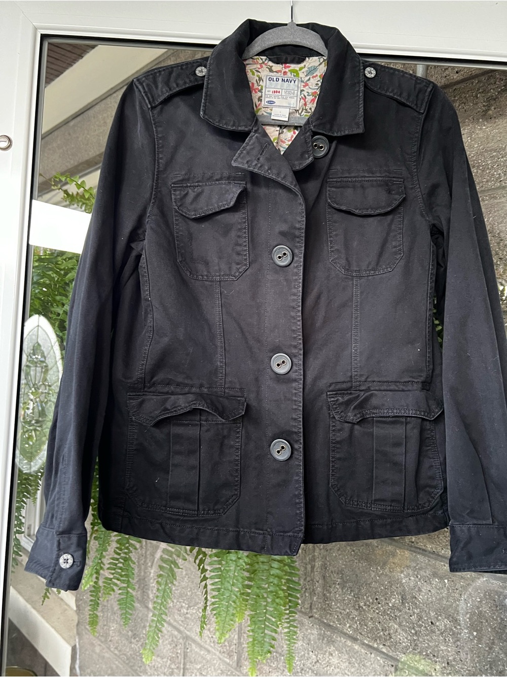 Old Navy Black Women's Utility Button-Front Jacket
